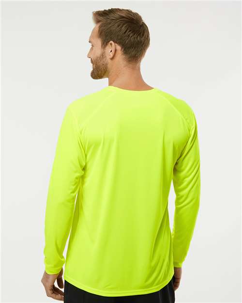 Paragon 210 Unisex Long Islander Performance Long Sleeve T-Shirt - Safety Green - model back