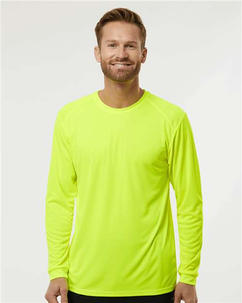 Paragon 210 Unisex Long Islander Performance Long Sleeve T-Shirt - Safety Green - model front