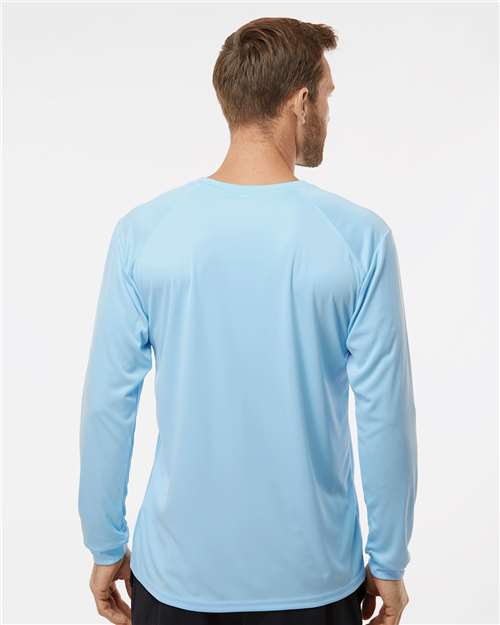 Paragon 210 Unisex Long Islander Performance Long Sleeve T-Shirt - Blue Mist - model back