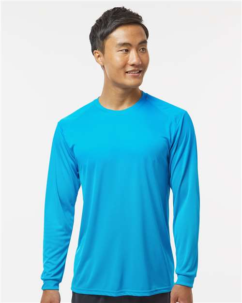Paragon 210 Unisex Long Islander Performance Long Sleeve T-Shirt - Turquoise - model front