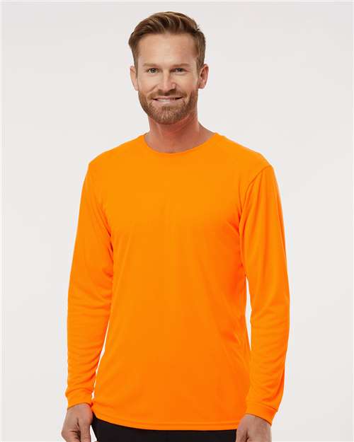 Paragon 210 Unisex Long Islander Performance Long Sleeve T-Shirt - Neon Orange - model front