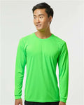Paragon 210 Unisex Long Islander Performance Long Sleeve T-Shirt - Neon Lime - model front
