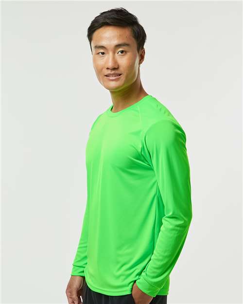 Paragon 210 Unisex Long Islander Performance Long Sleeve T-Shirt - Neon Lime - model side