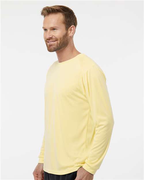 Paragon 210 Unisex Long Islander Performance Long Sleeve T-Shirt - Pale Yellow - model side