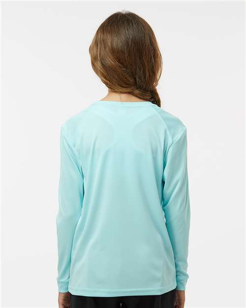 Paragon 218Y Youth Long Islander Performance Long Sleeve T-Shirt - Aqua Blue - model back