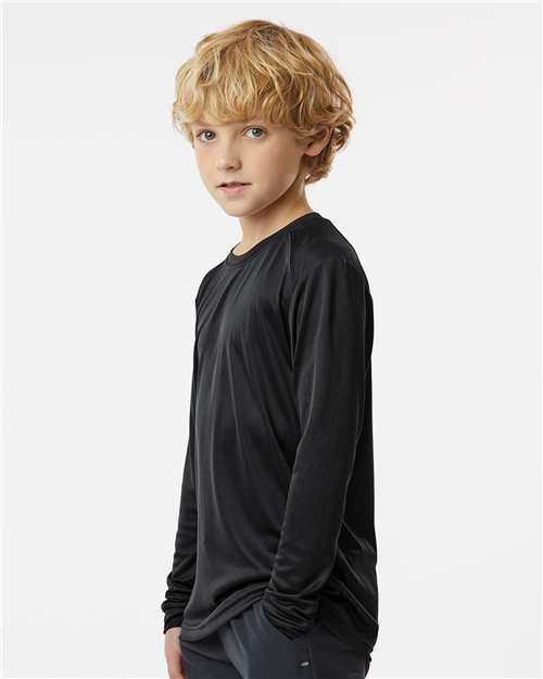 Paragon 218Y Youth Long Islander Performance Long Sleeve T-Shirt - Black - model side