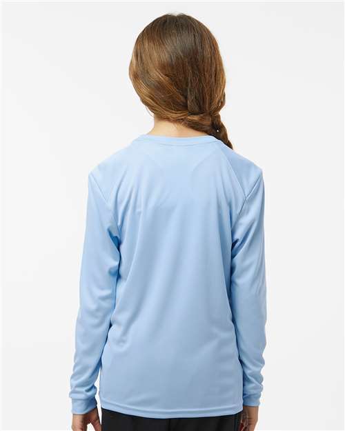 Paragon 218Y Youth Long Islander Performance Long Sleeve T-Shirt - Blue Mist - model back