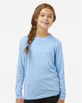Paragon 218Y Youth Long Islander Performance Long Sleeve T-Shirt - Blue Mist - model front