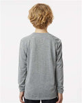 Paragon 218Y Youth Long Islander Performance Long Sleeve T-Shirt - Heather Grey - model back