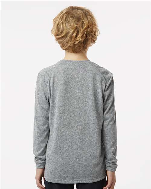 Paragon 218Y Youth Long Islander Performance Long Sleeve T-Shirt - Heather Grey - model back