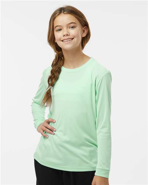 Paragon 218Y Youth Long Islander Performance Long Sleeve T-Shirt - Mint Green - model front