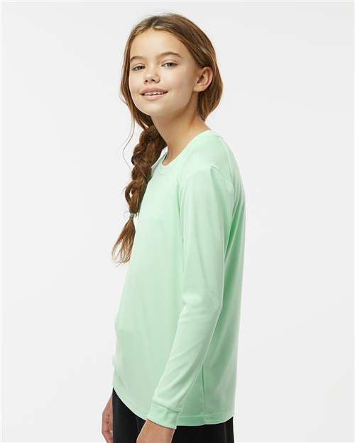 Paragon 218Y Youth Long Islander Performance Long Sleeve T-Shirt - Mint Green - model side