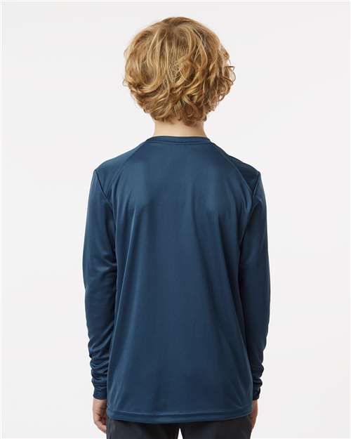 Paragon 218Y Youth Long Islander Performance Long Sleeve T-Shirt - Navy - model back