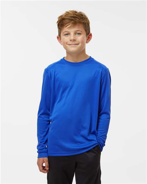 Paragon 218Y Youth Long Islander Performance Long Sleeve T-Shirt - Royal - model front