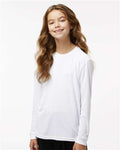 Paragon 218Y Youth Long Islander Performance Long Sleeve T-Shirt - White - model front