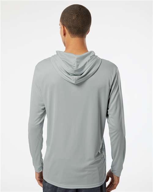 Paragon 220 Unisex Bahama Performance Hooded Long Sleeve T-Shirt - Medium Grey - model back