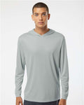 Paragon 220 Unisex Bahama Performance Hooded Long Sleeve T-Shirt - Medium Grey - model front