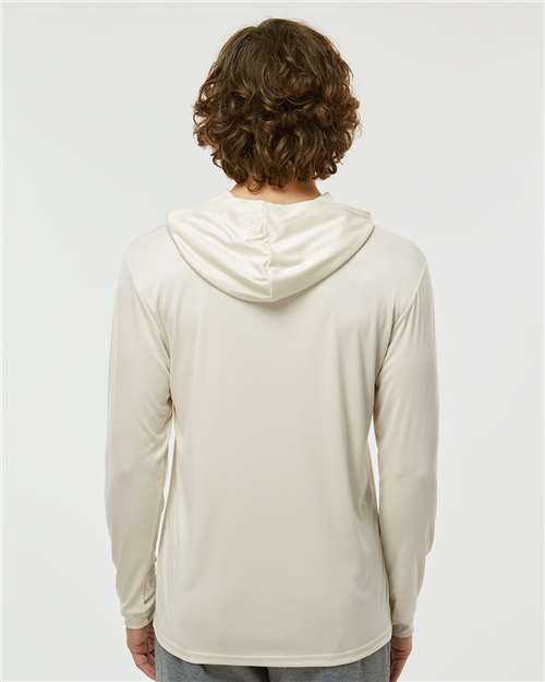 Paragon 220 Unisex Bahama Performance Hooded Long Sleeve T-Shirt - Sand - model back
