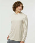 Paragon 220 Unisex Bahama Performance Hooded Long Sleeve T-Shirt - Sand - model side