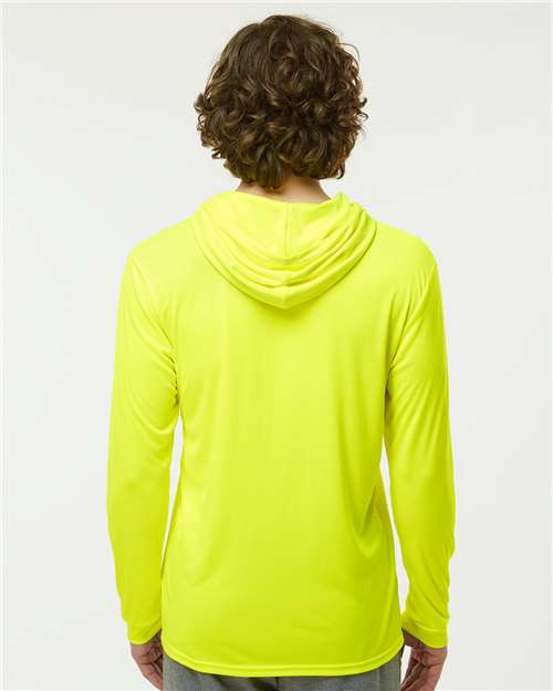 Paragon 220 Unisex Bahama Performance Hooded Long Sleeve T-Shirt - Safety Green - model back