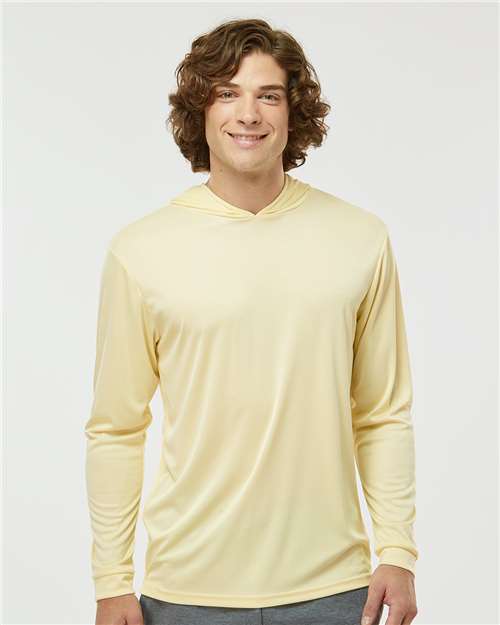 Paragon 220 Unisex Bahama Performance Hooded Long Sleeve T-Shirt - Pale Yellow - model front