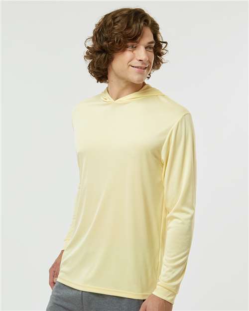 Paragon 220 Unisex Bahama Performance Hooded Long Sleeve T-Shirt - Pale Yellow - model side