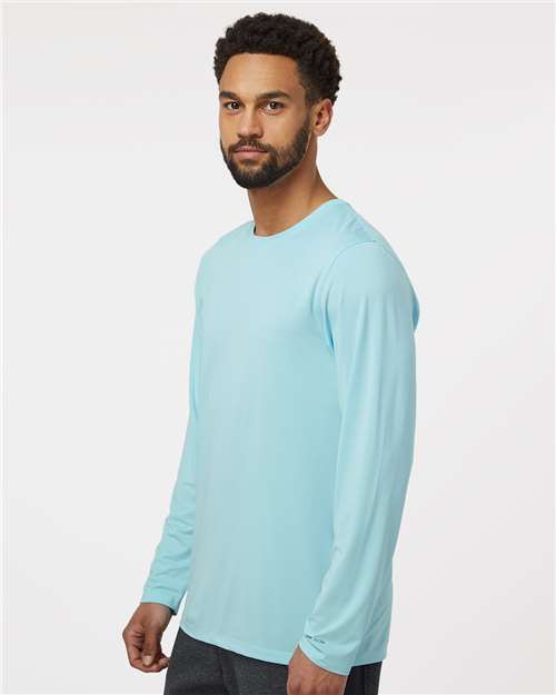 Paragon 222 Unisex Aruba Extreme Performance Long Sleeve T-Shirt - Aqua Blue - model side