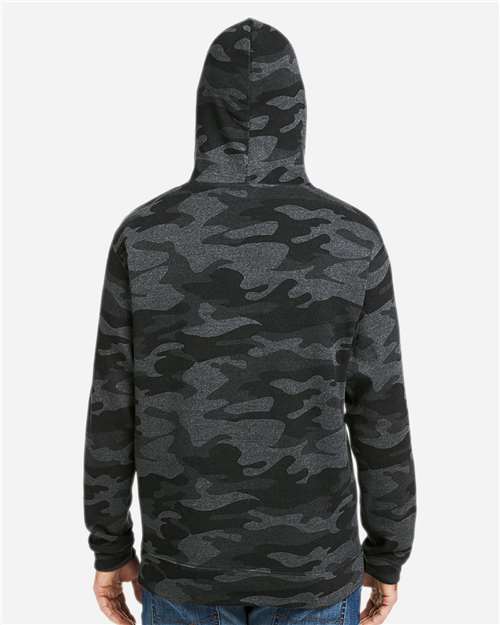 J. America 8815 Men's Tailgate Hooded Sweatshirt - Black Camo Heather - model back