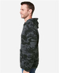J. America 8815 Men's Tailgate Hooded Sweatshirt - Black Camo Heather - model side