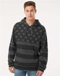 J. America 8815 Men's Tailgate Hooded Sweatshirt - Black Stars & Stripes - model front