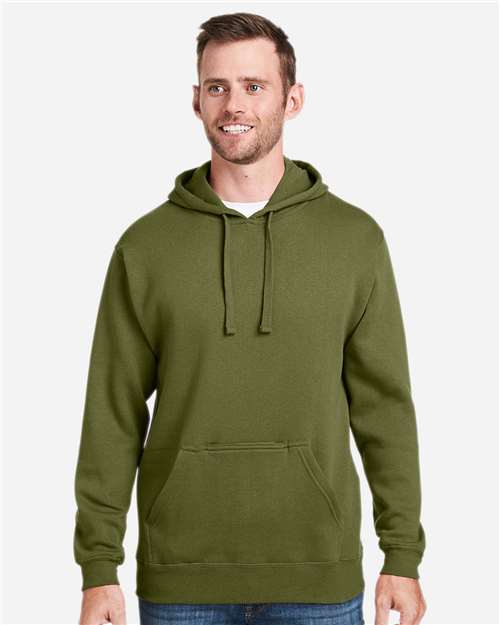J. America 8815 Men's Tailgate Hooded Sweatshirt - Olive - model front