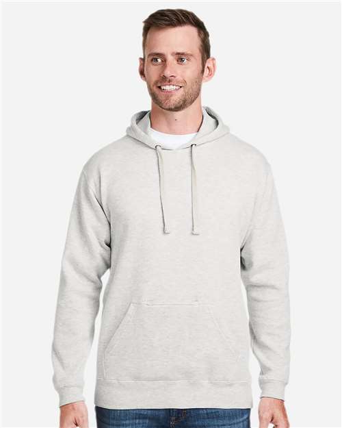 J. America 8815 Men's Tailgate Hooded Sweatshirt - Oatmeal Heather - model front