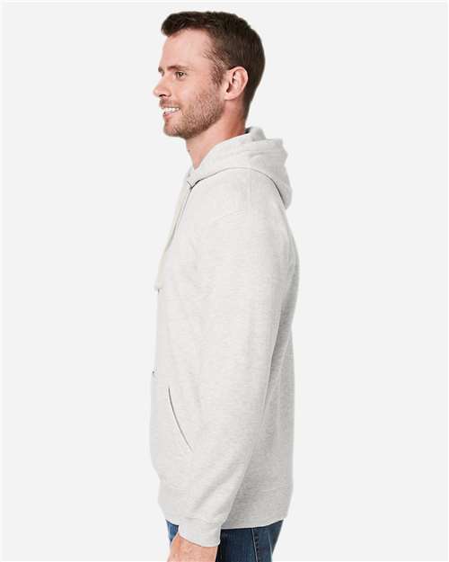 J. America 8815 Men's Tailgate Hooded Sweatshirt - Oatmeal Heather - model side