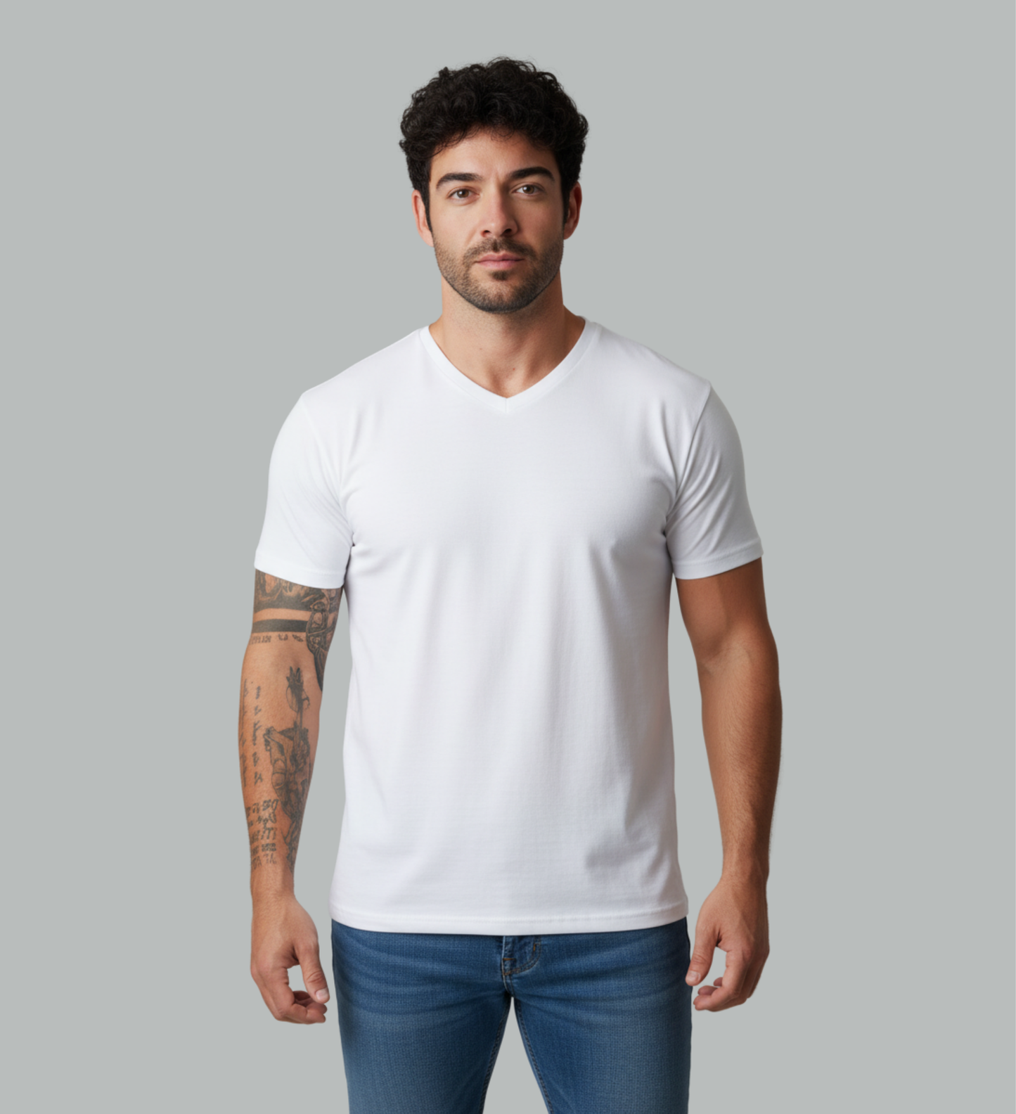 Classic V-Neck T-Shirt in Black, detail view