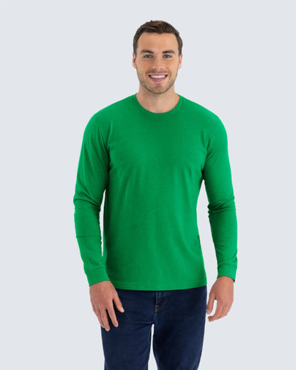 Classic Crew Long Sleeve T-Shirt in Kelly Green, front view