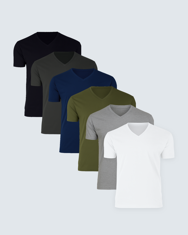 Men's V-Neck T-Shirt 6-Pack, front view