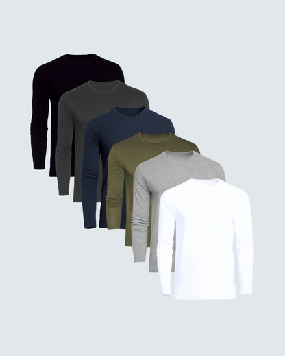 Classic Crew Long Sleeve T-Shirt 6-Pack, front view