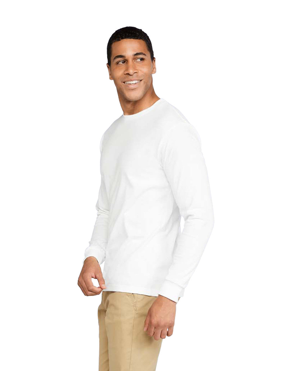 Gildan H400 Unisex Hammer Long Sleeve T-Shirt - White - model side