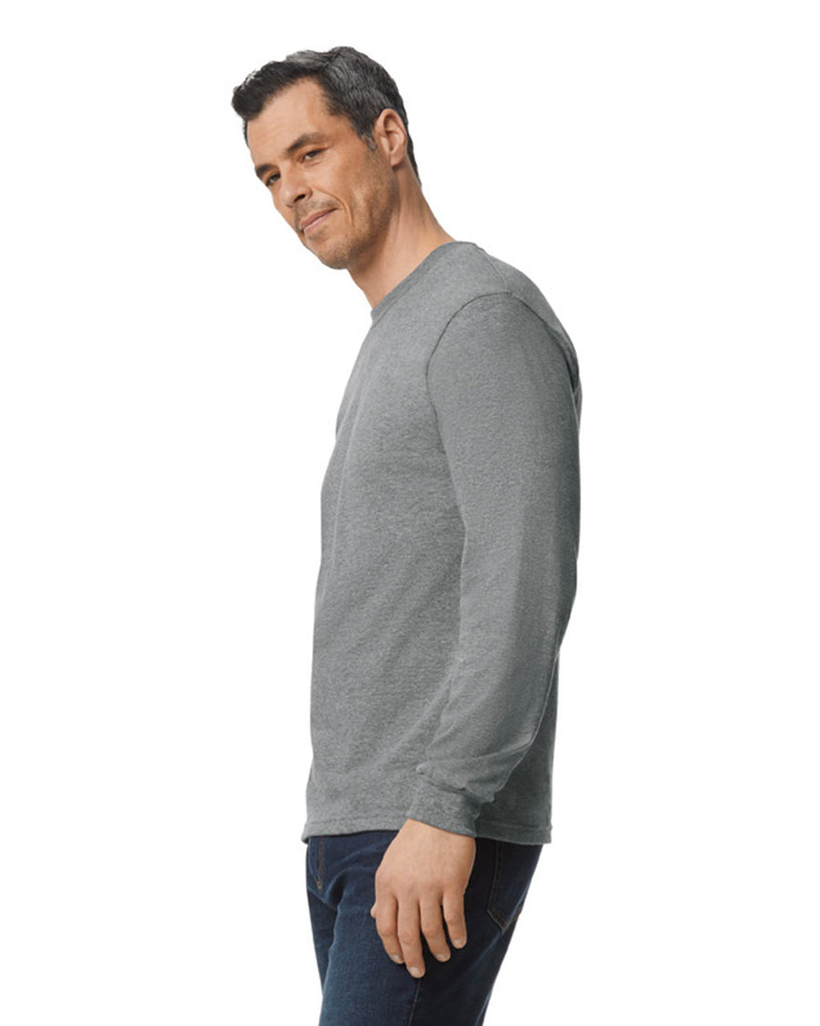 Gildan H400 Unisex Hammer Long Sleeve T-Shirt - Graphite Heather - model side