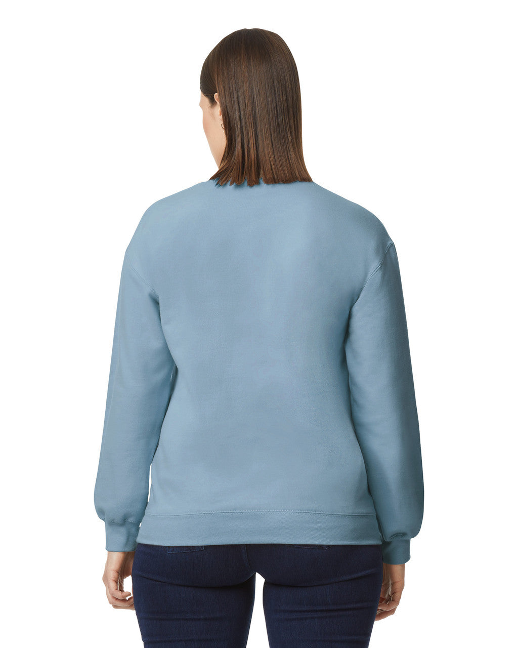 Gildan SF000 Unisex Softstyle Midweight Crewneck Sweatshirt - Stone Blue - model back