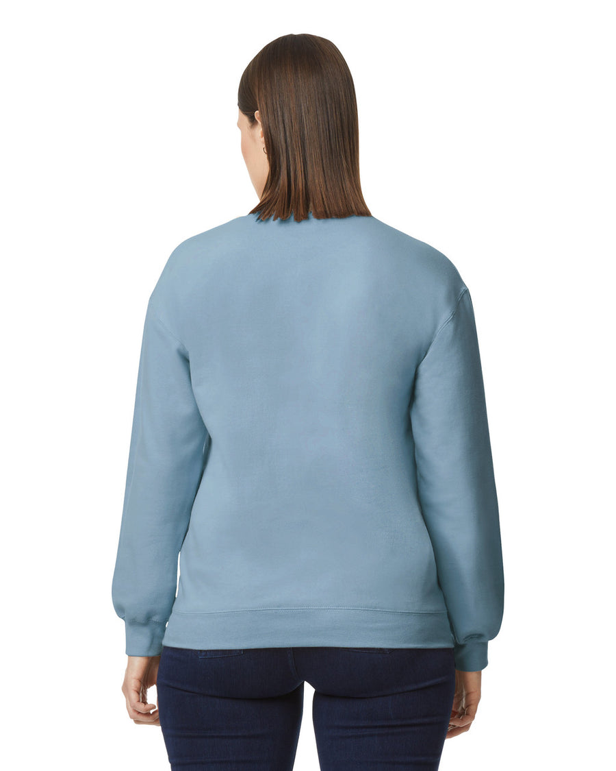 Gildan SF000 Unisex Softstyle Midweight Crewneck Sweatshirt - Stone Blue - model back