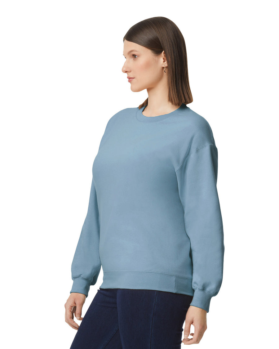 Gildan SF000 Unisex Softstyle Midweight Crewneck Sweatshirt - Stone Blue - model side