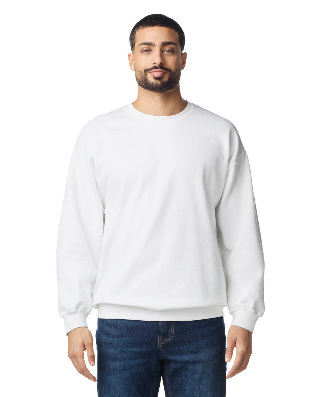 Gildan SF000 Unisex Softstyle Midweight Crewneck Sweatshirt - White - model front