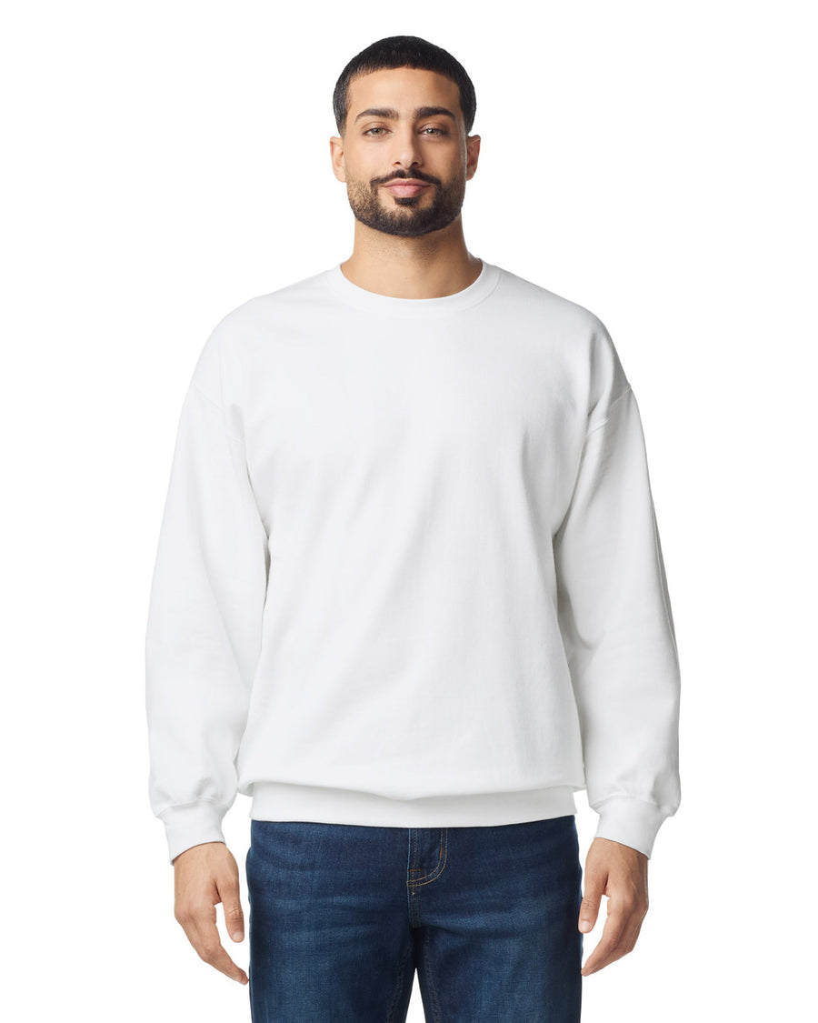 Gildan SF000 Unisex Softstyle Midweight Crewneck Sweatshirt - White - model front