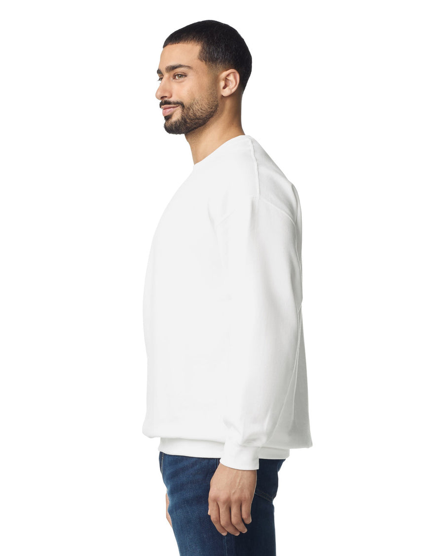 Gildan SF000 Unisex Softstyle Midweight Crewneck Sweatshirt - White - model side
