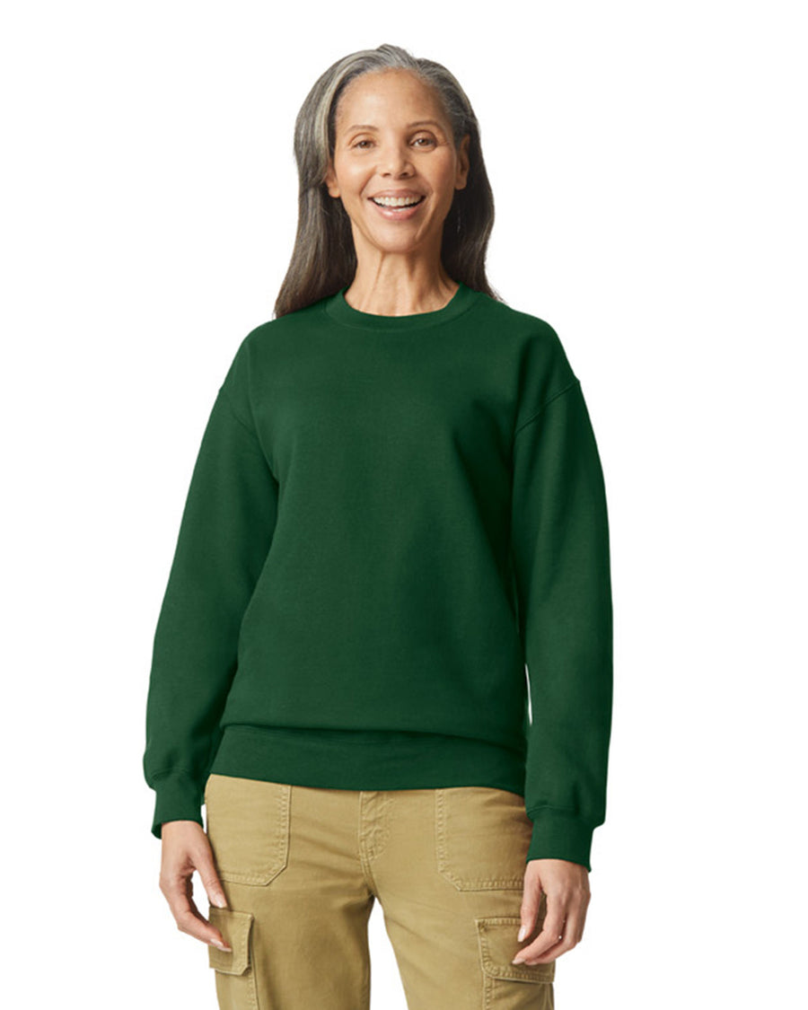 Gildan SF000 Unisex Softstyle Midweight Crewneck Sweatshirt - Forest Green - model front