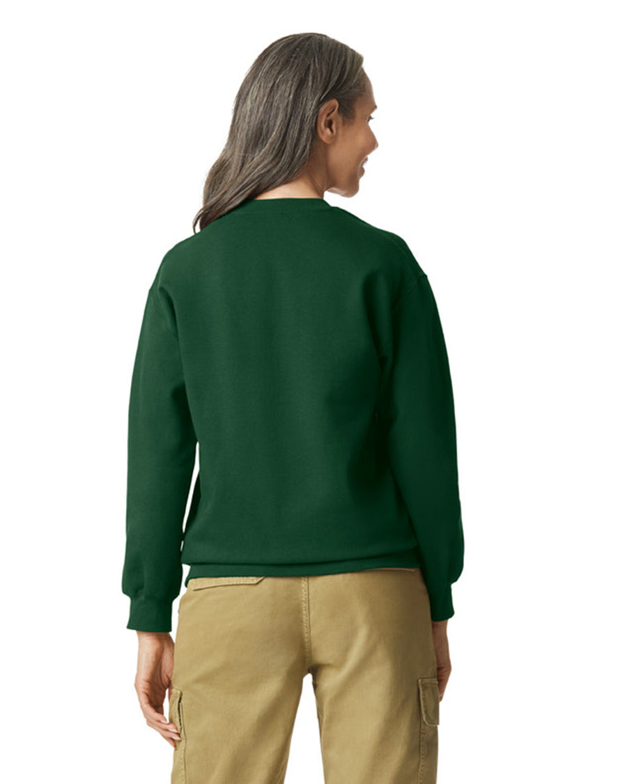 Gildan SF000 Unisex Softstyle Midweight Crewneck Sweatshirt - Forest Green - model back