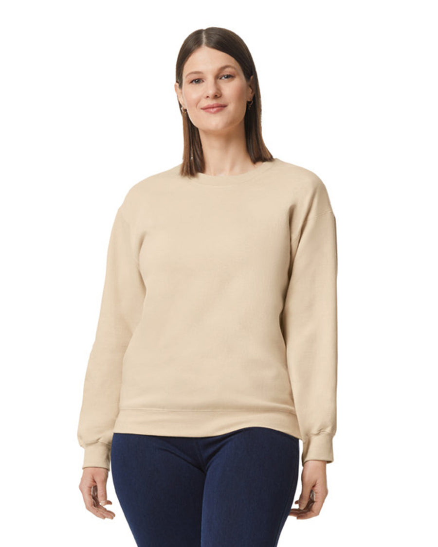 Gildan SF000 Unisex Softstyle Midweight Crewneck Sweatshirt - Sand - model front