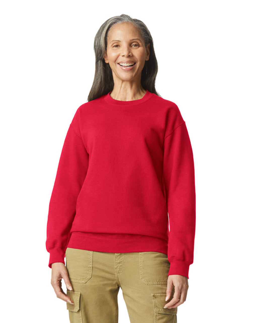 Gildan SF000 Unisex Softstyle Midweight Crewneck Sweatshirt - Red - model front