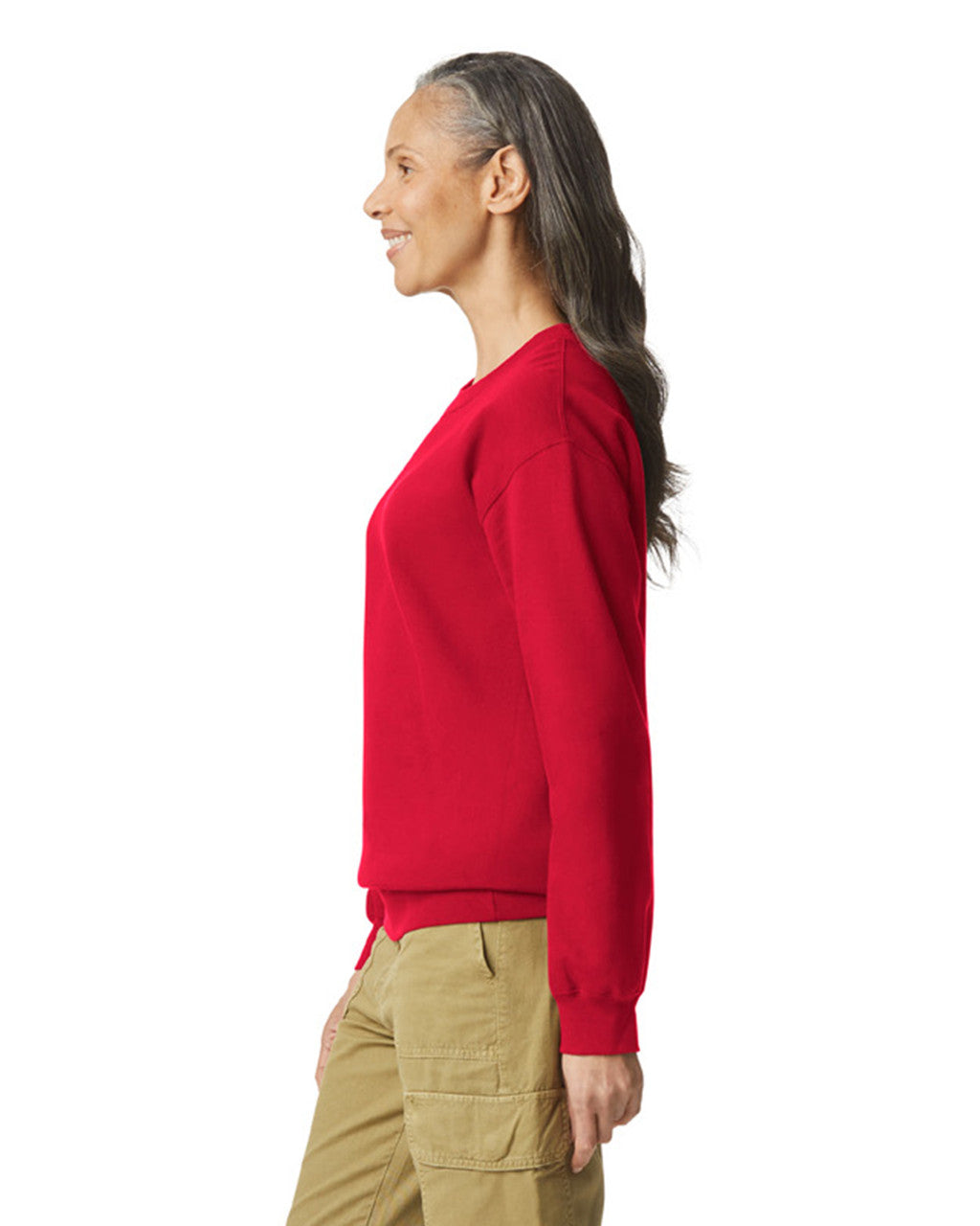 Gildan SF000 Unisex Softstyle Midweight Crewneck Sweatshirt - Red - model side
